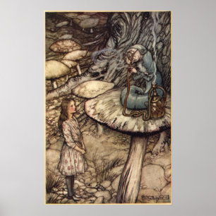 Poster Alice et la chenille par Arthur Rackham
