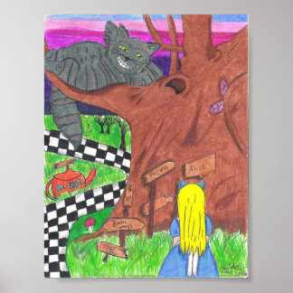 Poster Alice et l'affiche du chat chesire