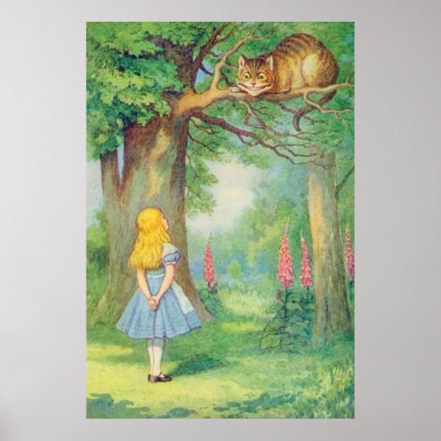Poster Alice et le Chat du Cheshire Couleur Complète (Devant)