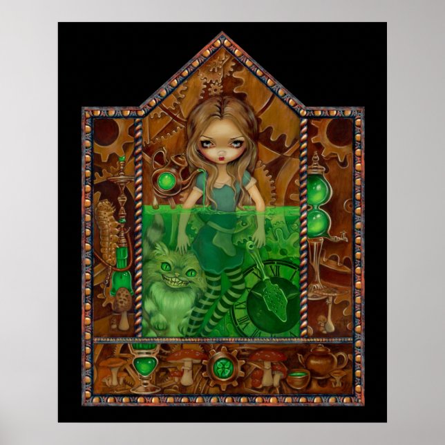 Poster Alice in Absinthe ART IMPRIMER steampunk au pays d (Devant)