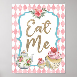 Poster Alice in Wonderland Party Mangez-moi Buffet Signet