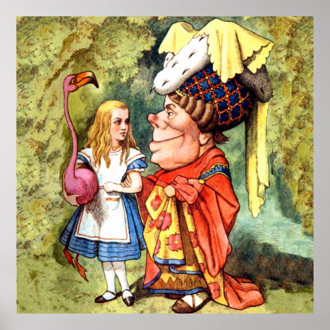 Poster Alice joue au Flamant rose Croquet avec la duchess (Devant)