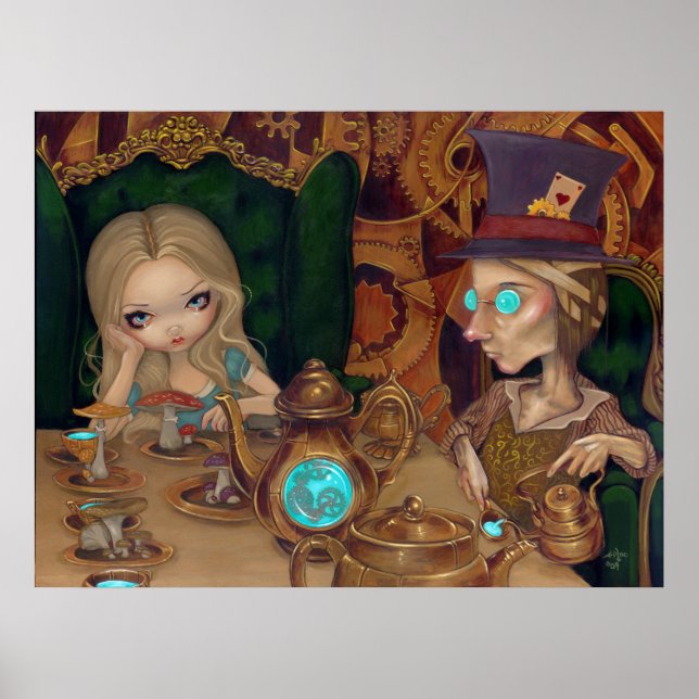 Poster Alice & Mad Hatter steampunk pays des merveilles I (Devant)
