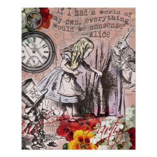 Poster alice non-sens merveilleux rideau