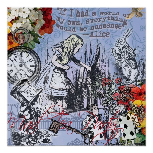 Poster Alice nonsense rideau merveilleux - Bleu (Devant)