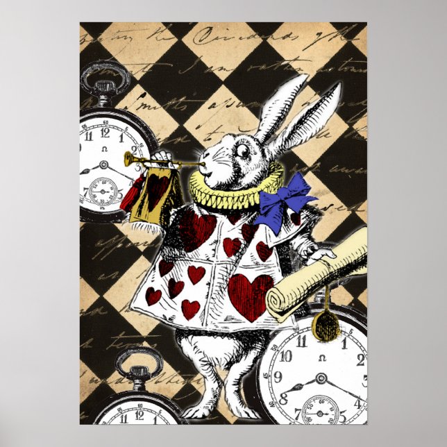 Poster Alice Rabbit blanc au pays des merveilles Imprimer (Devant)