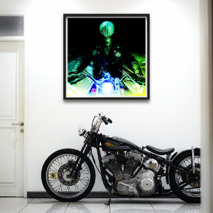 Poster Alien Biker (version Neon)