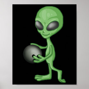 Poster Alien Bowling Funny Bowler
