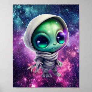 Poster Alien Chibi en Sweat - shirt à capuche