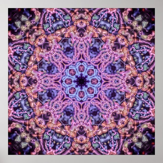 Poster Alien complexe pourpre Kaleidoscopic Mandala (Devant)