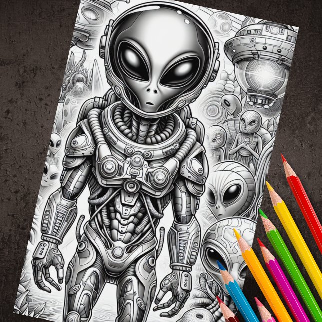 Poster Alien de coloration adulte 3D (Créateur téléchargé)