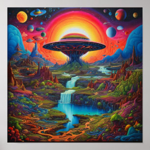 Poster Alien de rêve psychédélique