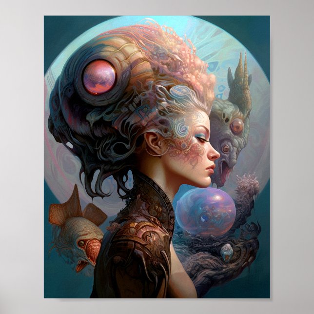 Poster Alien Femme Surreal Science Fiction Art (Devant)