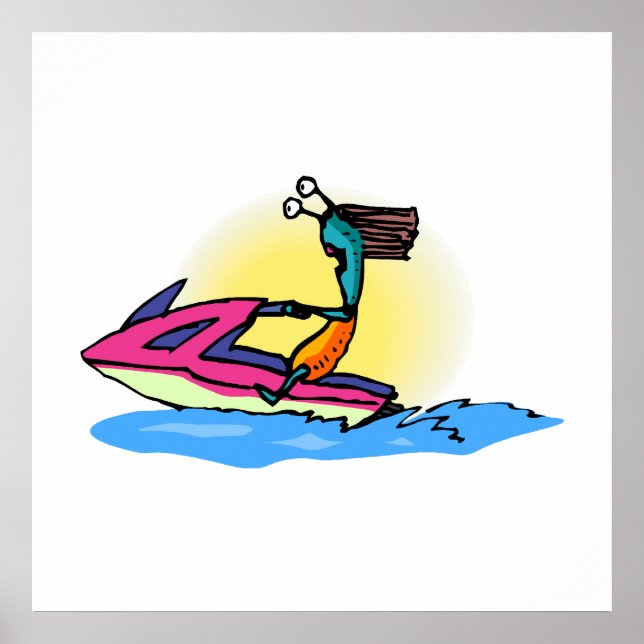 Poster Alien fille sur JetSki (Devant)