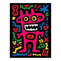 Alien rose funky - Neon Pop Art Monstre Quirky