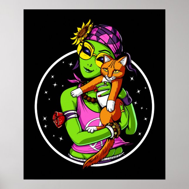 Poster Alien spatial Chat Cute Kitten (Devant)