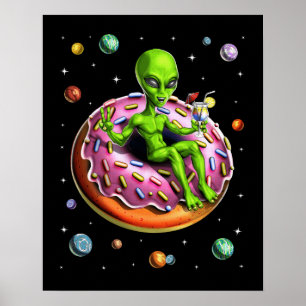 Poster Alien spatial équitation Donut