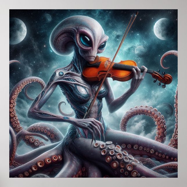 Poster Alien spatial Femail Pipe Violon Player 03X (Devant)