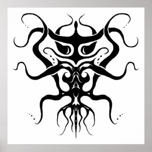 Poster Alien Species Tribal Tattoo Design - black