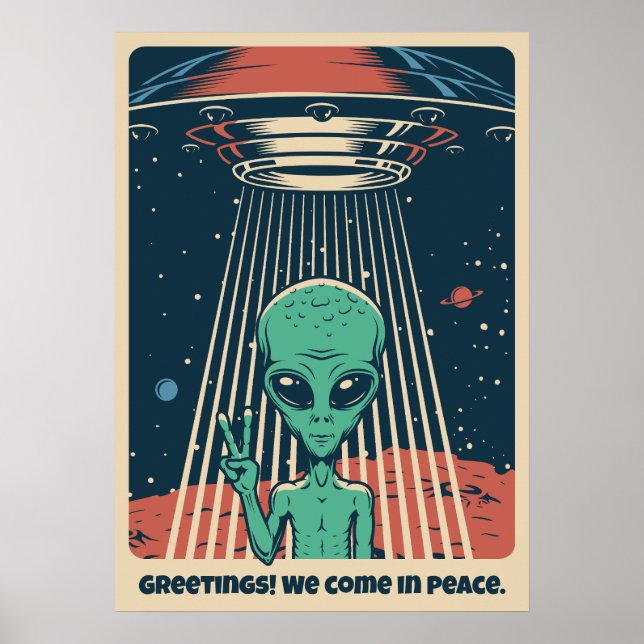 Poster Alien UFO de texte personnalisé (Devant)