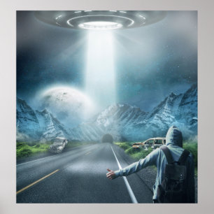 Poster alien vaisseau et imaginaire surréaliste de l'auto