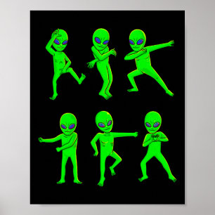 Poster Aliens dansants Halloween Vert Alien Danse Enfants