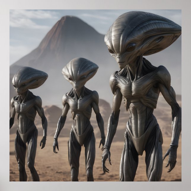 Poster Aliens et volcan (Devant)