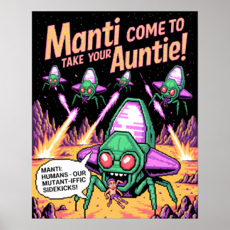 Poster Aliens Manti hilarants enlevant des humains - Défe