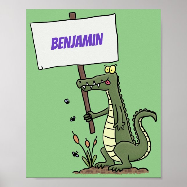Poster Aligator de crocodile drôle avec dessin animé (Devant)