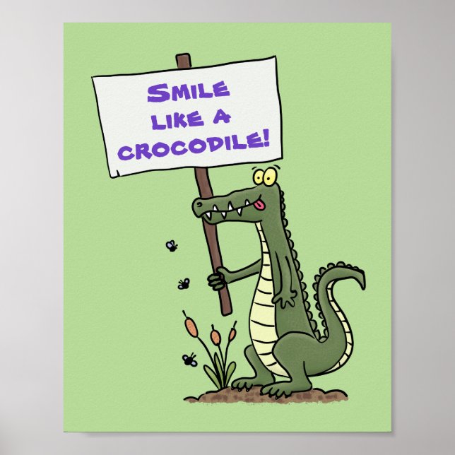Poster Aligator de crocodile drôle avec dessin animé (Devant)
