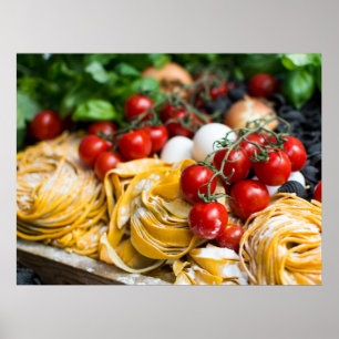 Poster Alimentation italienne Pasta Tomate Basil