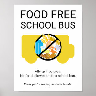 Poster Alimentation Libre Bus Allergie Zone de sécurité