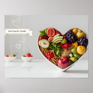 Poster Alimentation nutritive dans le bol de coeur