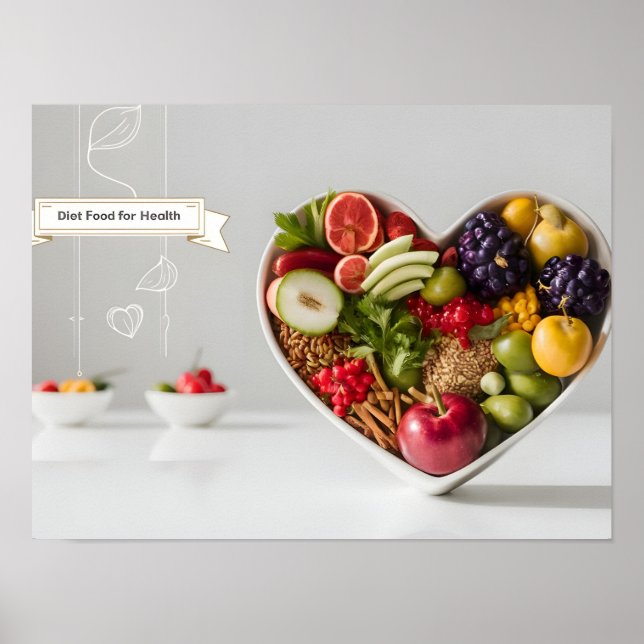 Poster Alimentation nutritive dans le bol de coeur (Devant)