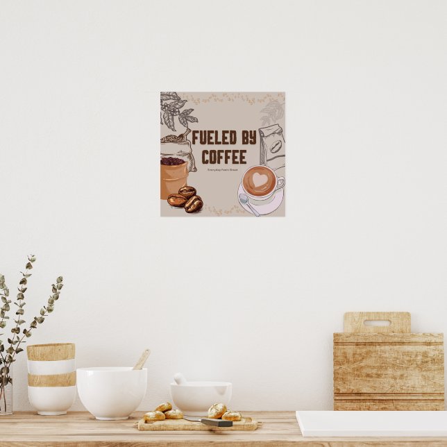 Poster Alimenté par l'affiche de café - Drôle Mur Art Pri (Cuisine)