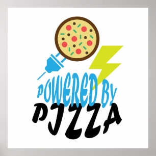 Poster Alimenté par Pizza – Conception amusante pour les