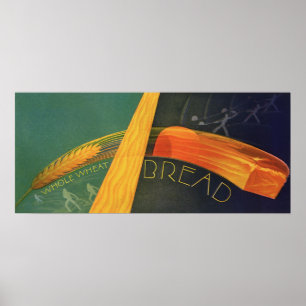 Poster Aliments sains vintages, Pain de blé de grain enti