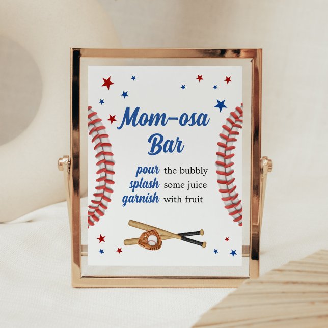 Poster All Star Baseball Baby shower Maman Osa Bar (Sports Baby Shower Mom Osa Bar Sign)