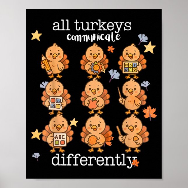 Poster All Turkeys Communicate Differently Thanksgiving A (Devant)