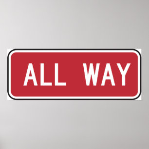 Poster All Way Sign On Red