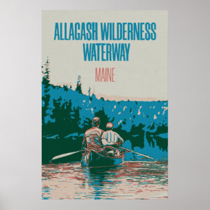 Poster Allagash Wilderness Waterway Canoeing, Maine USA