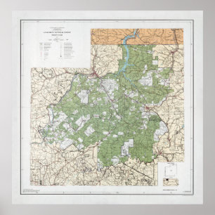 Poster Allegheny National Forest Map (1974) Pennsylvanie