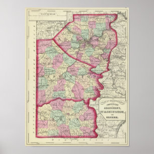 Poster Allegheny, Washington, comtés de Greene