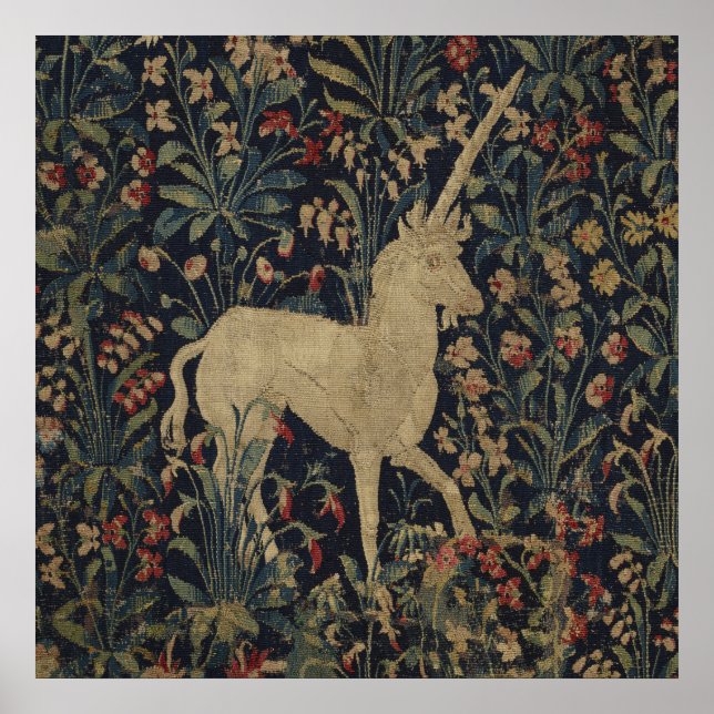 Poster Allegorical "Millefleurs" Tapestry with Animals (Devant)