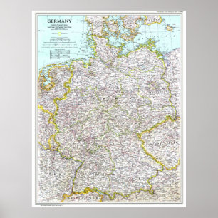 Poster " Allemagne : 1991/aujourd'hui - Carte détaillée