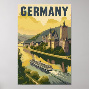 Poster Allemagne Château Vintage Lieu de voyage célèbre
