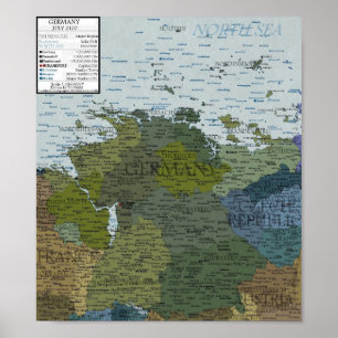Poster Allemagne - Hausse de 100 m du niveau de la mer