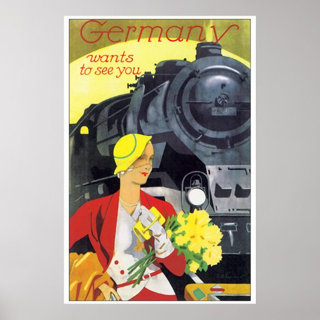 Poster Allemagne Vintage voyage par train (Devant)