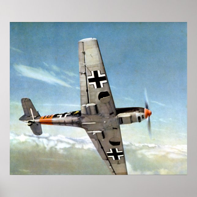 Poster Allemand 2ème guerre mondiale ME-109 en vol. (Devant)
