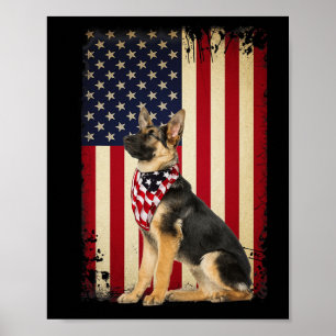 Poster Allemand Berger Drapeau Américain Chemise Indépend